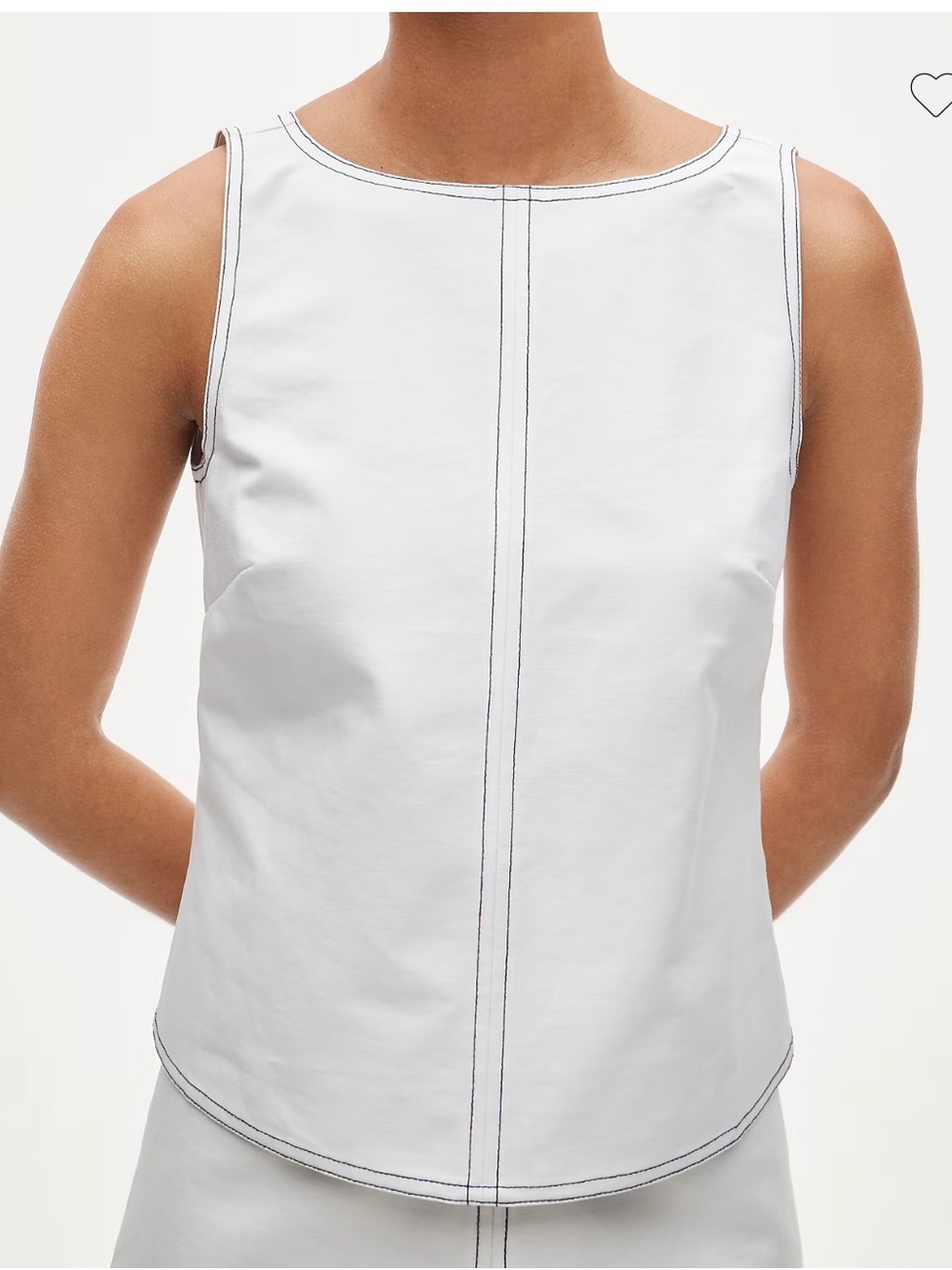 J. Crew White Sleeveless Tank with Contrast Topstitching